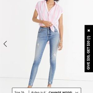 9” high rise skinny jeans madewell. No flaws
